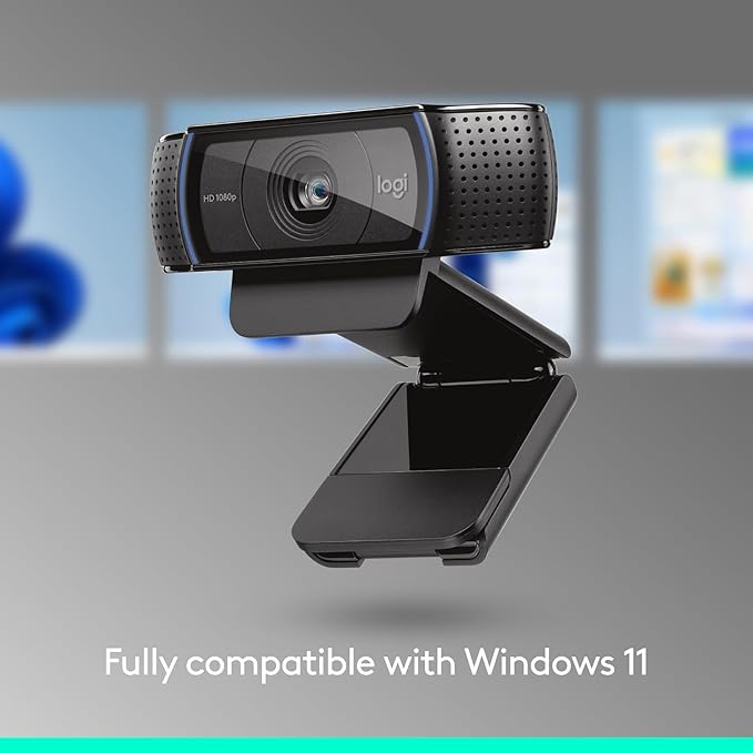 Logitech C920x HD Pro Webcam, Full HD 1080p/30fps Video, Clear Audio, HD Light Correction, PC Camera Webcam, Works with Skype, Zoom, Facetime, PC, Laptop, Mac, Tablet - Black