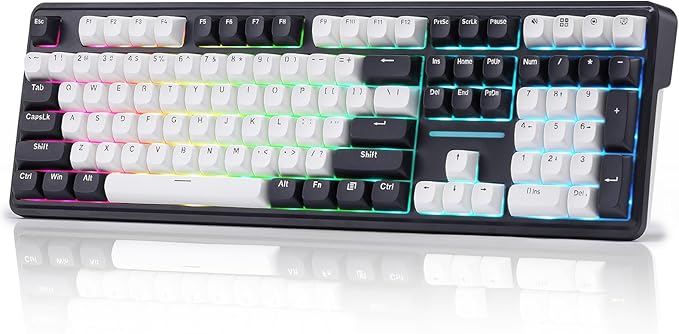 Redragon K745 PRO Wireless Gasket RGB Gaming Keyboard, 108 Keys Mechanical Keyboard w/Extra 4 Hotkeys, Hot-Swap South-Facing LED Socket, 5-Layer Noise Dampening, Round PBT Keycaps, Mint Mambo Switch