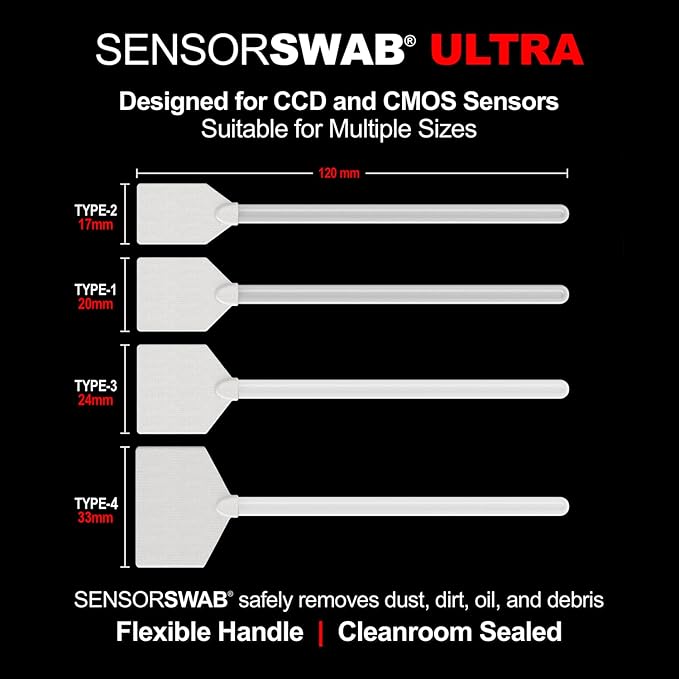 Photographic Solutions Digital Survival Kit - Type-4 (33mm) Sensor Swabs, PEC-PAD Photo Wipes, E-Wipe Packet, Aeroclipse Optic Cleaner Non-Flamable Solution - Camera Cleaning Kit with Travel Bag