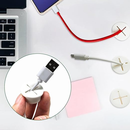 20Pcs Desk Grommet, 1" (25mm) White Silicone Cord Hole Cover, Flexible Rubber Wire Grommets, Wall Grommets for Cables Management, Table, Countertop, Cabinets and Furnitures Wire Organizer