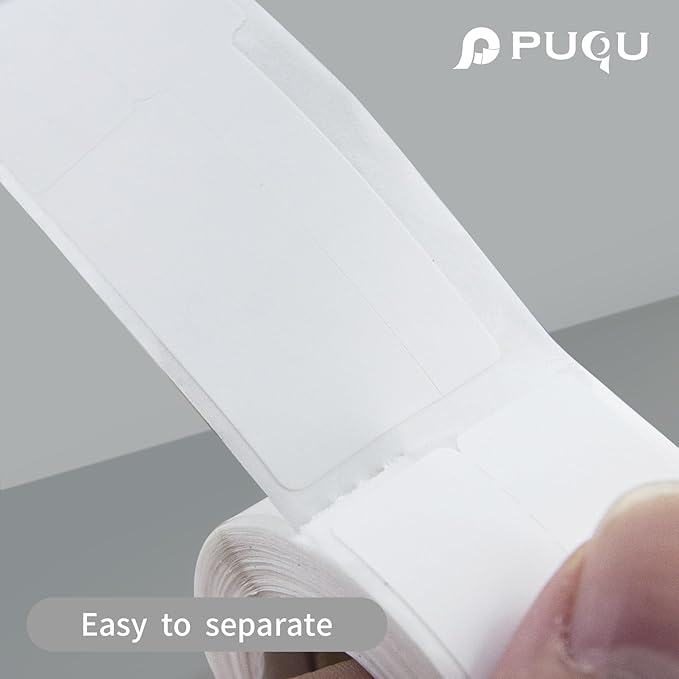 PUQU 20x10mm inch Direct Thermal Sticker Labels, Self-Adhesive All-Purpose Label Maker Tape, Compatible with AQ Series Label Printer, Refills Standard Laminated Office Labeling, 6 Rolls, 3600 Labels
