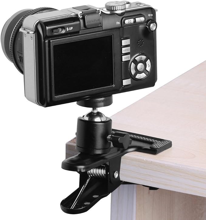 SLOW DOLPHIN Tripod Camera Clip Clamp Flash Reflector Holder Mount with 1/4 Inch Screw 360 Degree Swivel for Studio Backdrop Camera SLR, Digital SLR, Video Came（Black）
