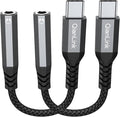 USB Type C to 3.5mm Female Headphone Jack Adapter, (2-Pack) USB C to Aux Audio Dongle Cable Cord for iPhone 15 16 17 Pro Max, Samsung Galaxy S25 S24 S23 S22 S21 S20 Ultra, Note 20, Pixel 8 9,iPad Pro
