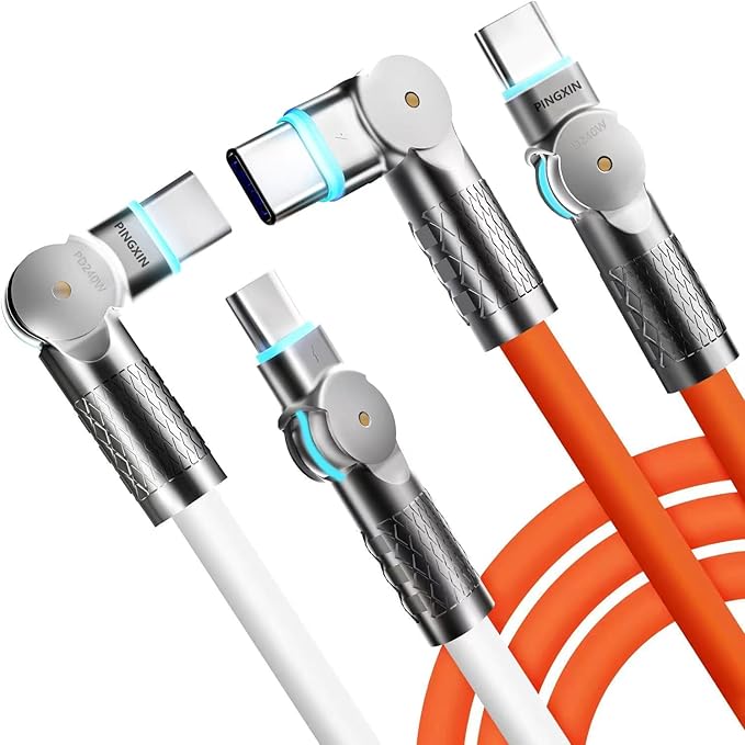 USB C to USB C Cable10ft, 240W 2-Pack USB 2.0, Type C Charger Cable Fast Charge for iPhone 16/16Pro/16Plus/16ProMax,MacBook Air,iPad Pro,Pixel,Samsung Galaxy S23/S24-Orange +White