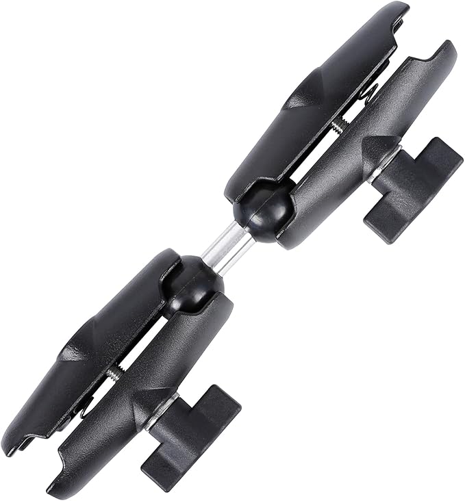 Dual Extension Double Socket Arm with 1" Double Ball Adapter Compatible with RAM B Size Mount and Other 1 inch Industry Standard Device, 360° Rotation Rod for Bike, Truck, Car (8.27" Length)