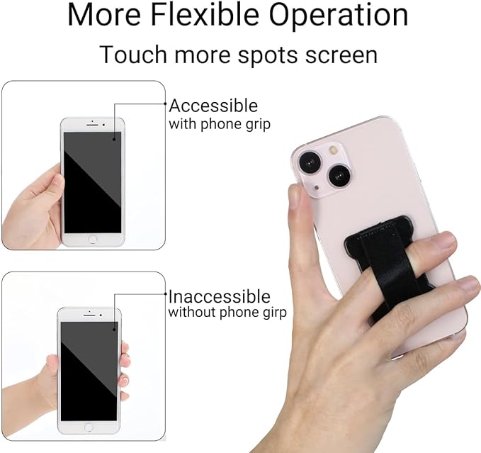 Universal Phone Grip for Smartphones - Phone Holder for Hand for Back of Phone - Wireless Charging Compatible (Black Pink) - 2Pack