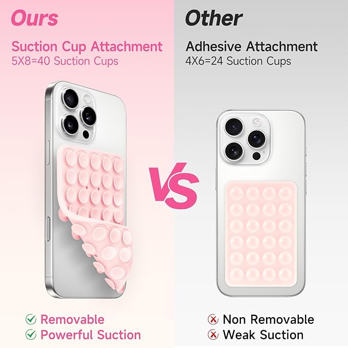 Silicone Suction Cup Phone Case Mount Double Sided, Phone Accessories Hands-Free Strong Grip Holder for Selfies and Videos, Silicon Phone Stand for iPhone and Android Purple