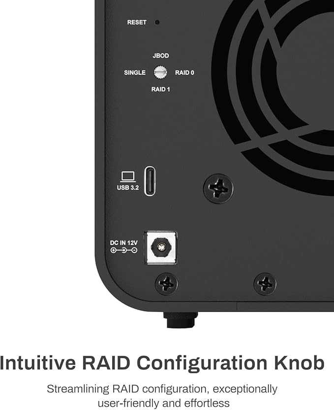 TERRAMASTER D2-320 2Bay USB 3.2 Gen 2 RAID Storage - 10Gbps Type C - Supports RAID 0, 1, Single, JBOD