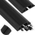 MYFAMIREA 20FT Floor Cord Cover Heavy Duty Cable Cover Protector 3 Channels Extension PVC Floor Wire Cover Outdoor Cord Hider Management Cord Cover for Wire on Floor Home Outdoor (2PCS 10FT, Black)