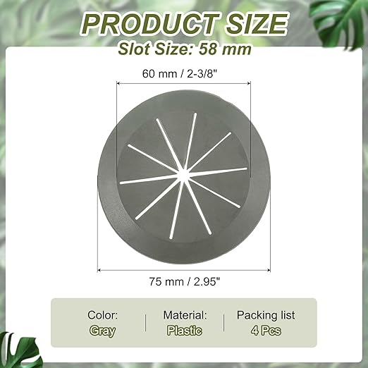 PATIKIL Desk Grommet 2-3/8", 4 Pcs Round Cable Grommet Cord Hole Cover with Adhesive Tape Flexible Table Wire Organizer for Office Home Table Countertop, Gray