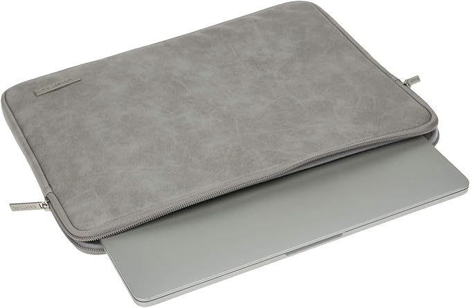 RAINYEAR 15 Inch Laptop Sleeve PU Suede Leather Case Padded Cover Water Resistant Carrying Computer Bag Compatible with 15.4 MacBook Pro/Air, Surface Laptop 3/4 15", New XPS 15 Touch(Gray)
