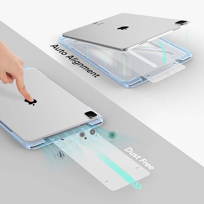 FLOLAB ONETIME NanoArmour Screen Protector for iPad Air 11 Inch 2024 Tempered Glass, TruColor, Blue Light Blocker, No Blue Tint, Original Display Color, Ultra Clear, Easy Install, Durable