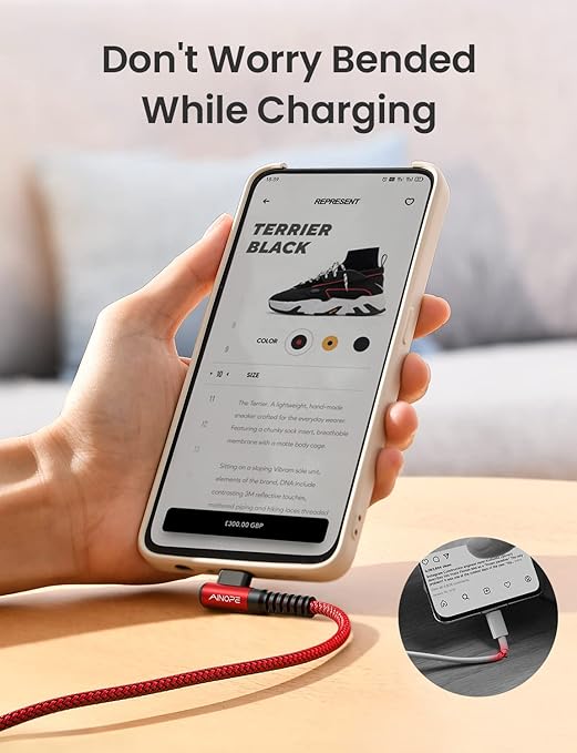 AINOPE USB C to USB Cable [3-Pack 3.3ft/6.6ft/10ft] 3.1A USB Fast Charge Right Angle, Resistant Nylon Braided USB C Charging Cable Compatible with Galaxy S21 S20 Plus, Note 20 10 9, Moto