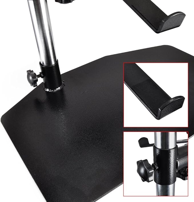 Pyle Portable Dual Laptop Stand – Standing Table Holder with Bracket Arms,Adjustable Height,Ergonomic Design, 360° Swivel for DJ Mixer,Sound Equipment,Workstation,Gaming & Home Use with Tilt Function
