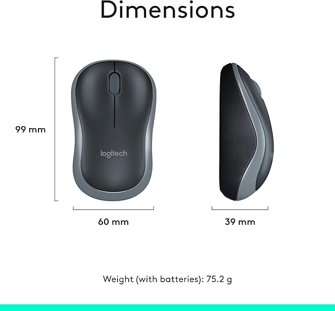 Logitech MK270 Wireless Keyboard and Mouse Combo for Windows, 2.4 GHz, 8 Multimedia Keys, PC, Laptop, Wireless Keyboard Compact Mouse Combo - Black
