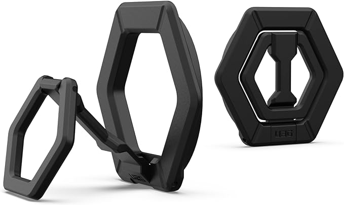 URBAN ARMOR GEAR UAG Magnetic Phone Ring Stand Compatible with MagSafe Magnet, Removable Metal Finger Ring Grip & 360 Rotation Adjustable Kickstand for iPhone 16/15, Galaxy S25, S24, Black/Black