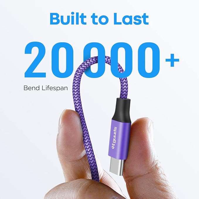 etguuds 4ft USB A to USB C Cable 3A Fast Charging, 2-Pack USB A to USB Type C Charger Cord for iPhone 16 15 Pro/Pro Max/Plus, for Samsung Galaxy S24 S23 S22 S21 S20 S10 A55 A54 Flip Note, Moto, Purple