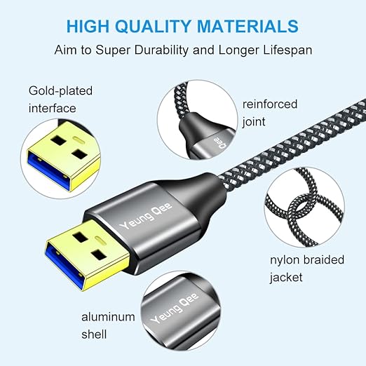 USB 3.0 A to A Male Cable 12 ft,Super Speed Type A Male to Male Cable USB 3.0 Double End USB Cord for Hard Disk, Cameras,Laptop Cooler, DVD Player and More (12FT/4M)