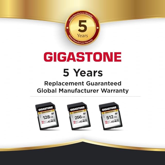 [5-Yrs Free Data Recovery] GIGASTONE 512GB SD Card, 4K Camera Pro MAX, A2 4K SDXC Memory Card High Speed 4K UHD Video Compatible with Canon Kodak Digital Camera, with 1 Mini case