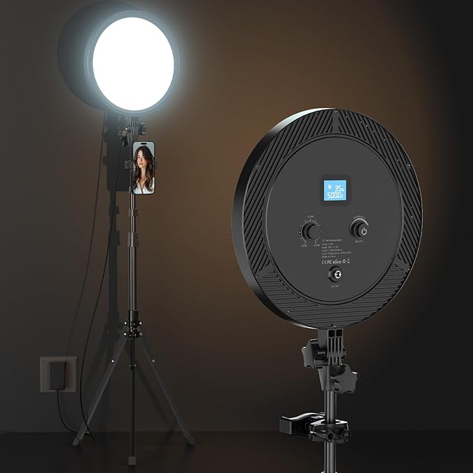 UBeesize 12" Ring Light with 62" Tripod Stand, Professional Big Ring Light with Phone Holder and Remote, Full Screen Lighting for Makeup, Live Stream, YouTube, Video Recording, Photography