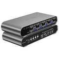 4 Computers 2 DP Monitors Automatic KVM Switch, 8K@30Hz 4K@144Hz 4 Port DP USB 3.0 Dual Monitor, Aluminum hotkey Audio Microphone, Digital Display, HDR10 with Cables