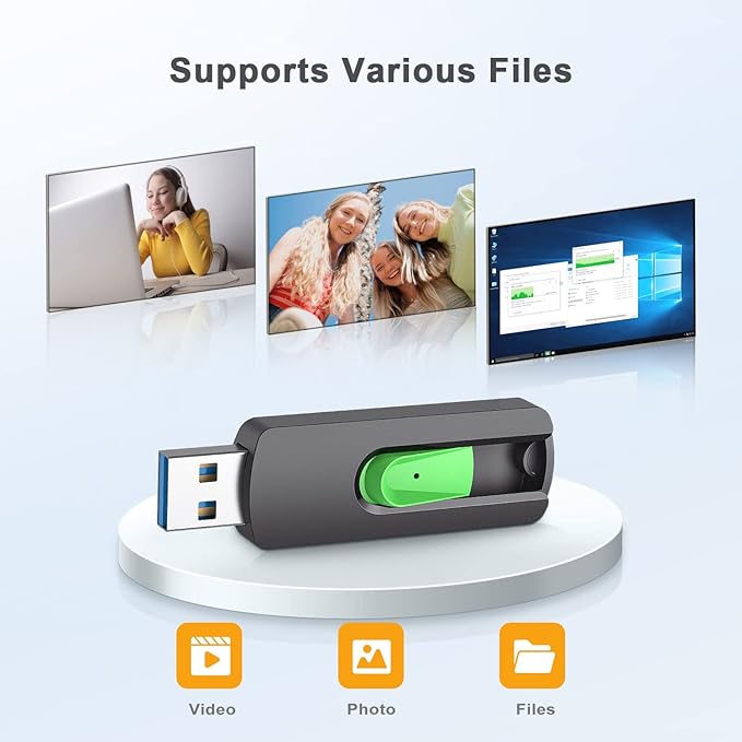 Aiibe 5 Pack 128GB Flash Drive 3.0, Upgraded 130MB/s USB 3.0 Flash Drive Retractable USB Drive Portable Thumb Drive Colorful Memory Stick Multi Pack (Cyan, Green, Purple, Red, Yellow)