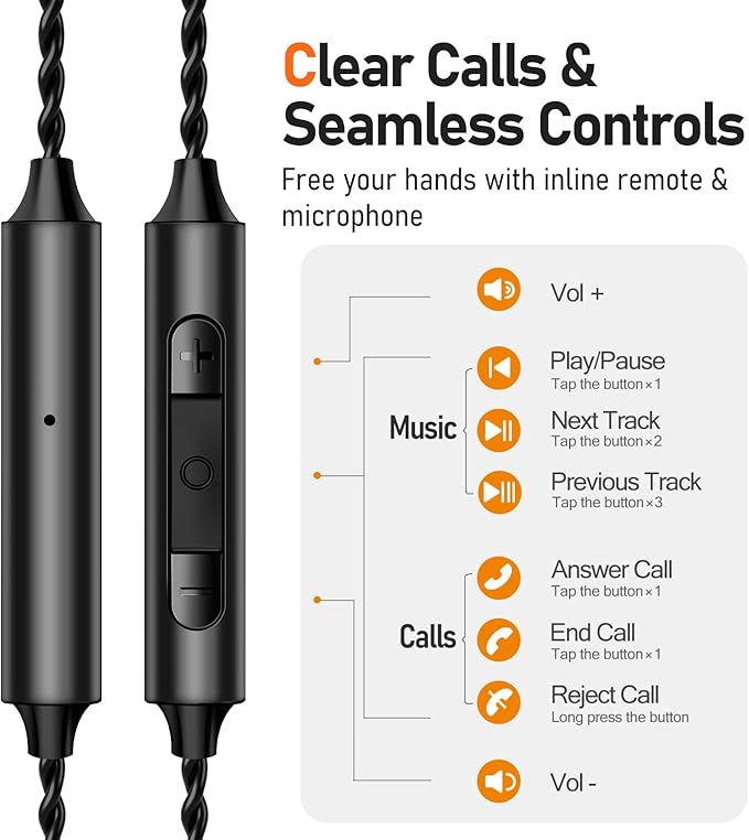 Vibes 202 Wired Earbuds - HiFi in Ear Monitor Headphones – Professional Noise-Isolating Ear Buds - Clear Sound, Deep Bass & Comfort-Fit IEM Earphones - MMCX to 3.5mm, Silver Plated Cord, Carrying Case