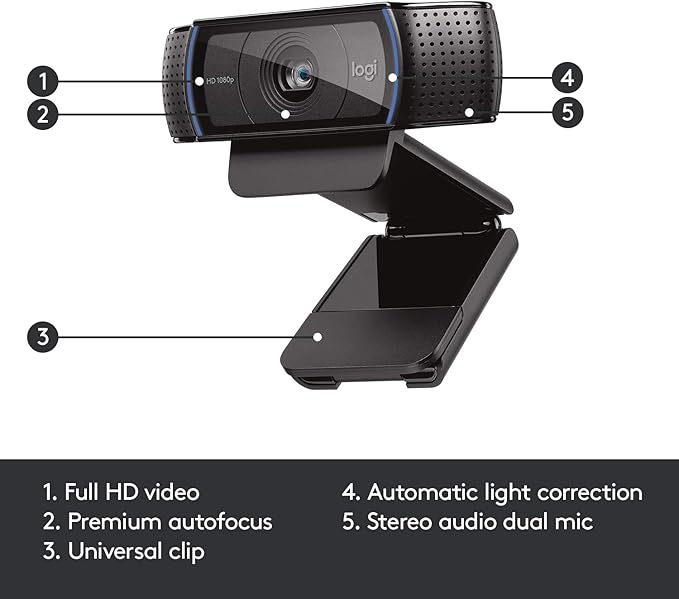 Logitech G Litra Beam LX Premium Dual-Sided RGB LED Streaming Key Light + C920X Pro Webcam Bundle
