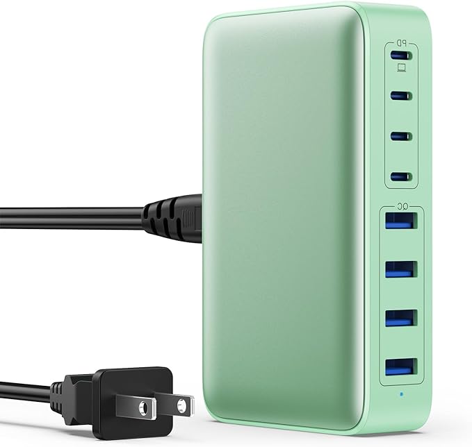 USB C Charger 200W USB C Charger Block GaN III 8-Port Fast Charging Station PD 65W Laptop Charger Adapter Compatible with MacBook Pro/Air,DELL,HP Surface,iPhone 15/14/13,Galaxy S23/22 (G)