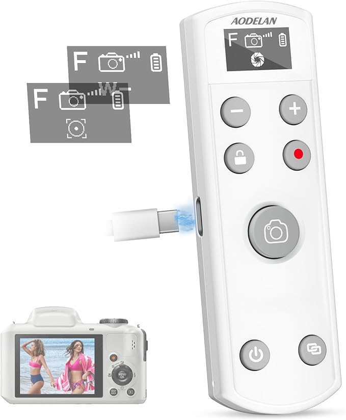 Remote Control for Fujifilm Camera,USB-C Rechargeable Wireless Shutter Release with OLED Screen for Fujifilm Fuji X100VI,X-T5,X-T4,X-T3,X-T50,X-T30II, X-T30,X-S20,X-S10,X-H2S,X-H2,X-E5 (White)