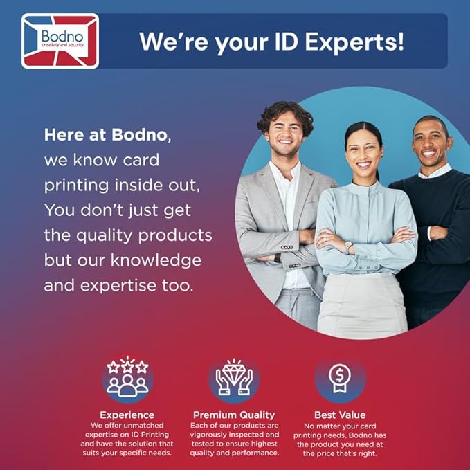 Bodno Seaory S28 Dual Sided ID Card Printer & Complete Supplies Package ID Software and Camera - Gold Edition