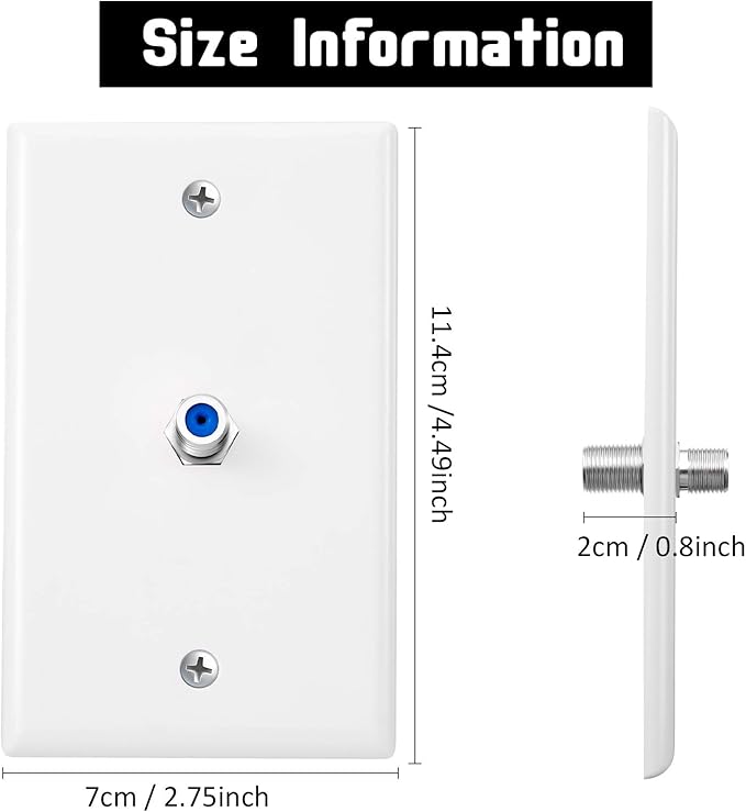 1-Port TV Cable Wall Jack F Connector Coax Video Jack Single Gang Wall Plates (Blue, 16 Pcs)