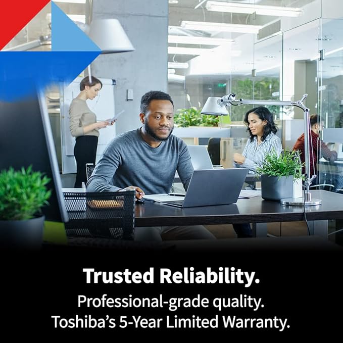 Toshiba N300 PRO 22TB Large-Sized Business NAS (up to 24 Bays) 3.5-Inch Internal Hard Drive - Up to 300 TB/Year Workload Rate CMR SATA 6 Gb/s 7200 RPM 512 MB Cache - HDWG62CXZSTB
