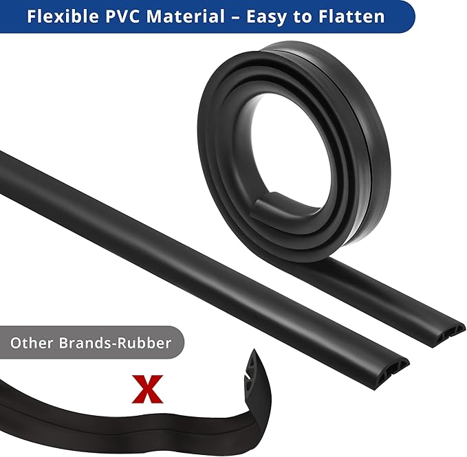 ZhiYo 4ft Cord Hider Floor for 1 Small Wire, Soft PVC Cord Covers for Wires on Floor, Wire Cover to Hide Power Cords, Cable Cover Protect Cords, Cable Cavity: W0.47in x H0.28in Ivory Beige