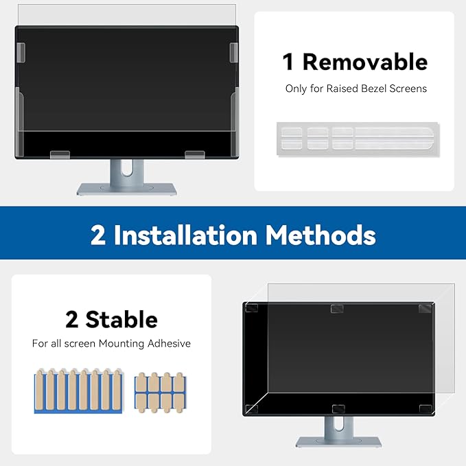 IPROKKO [2-Pack] 24 Inch Computer Privacy Screen Filter for 16:10 Widescreen Monitor, Removable 24in Anti Blue Light Glare Privacy Shield, Anti Spy Security Protector for Hp Dell Asus Acer Samsung