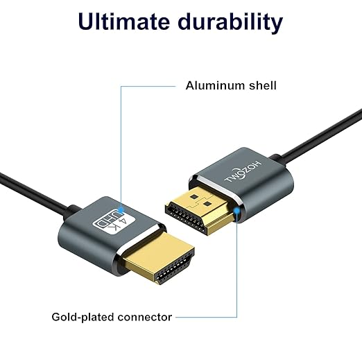 Twozoh Flexible & Slim HDMI Cable 5FT 2 Pack, Ultra Thin HDMI Cord Supports High Speed 4K@60Hz 18gbps 2160P/1080P
