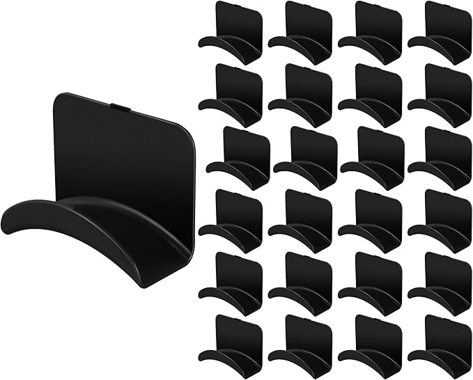 12 Pcs Headphone Wall Hangers Adhesive Gaming Headset Holder Hooks for Wall Mount Strong Universal Stand Hooks for Most Headphone Controller, Hat, Baseball Caps, Closet, Door (Black)