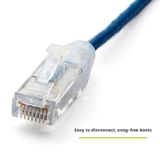 TRUECABLE Cat6 Component Rated Patch Cable, Unshielded (U/UTP), 10ft, Blue, 28AWG Solid Copper, Snagless 10G High-Speed Ethernet Cable, PoE++ 4PPoE 100W, UL Listed, RoHS-3, 1 Pack