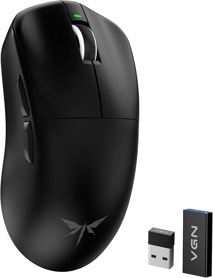 VGN F1 MOBA Wireless Gaming Mouse with Max 26,000 DPI, High Precision, Lightweight 55g, 4K Polling, 200Hr Battery Life, 6 Programmable Buttons, USB-C Charging, for PC/Mac/Laptop Classic Black