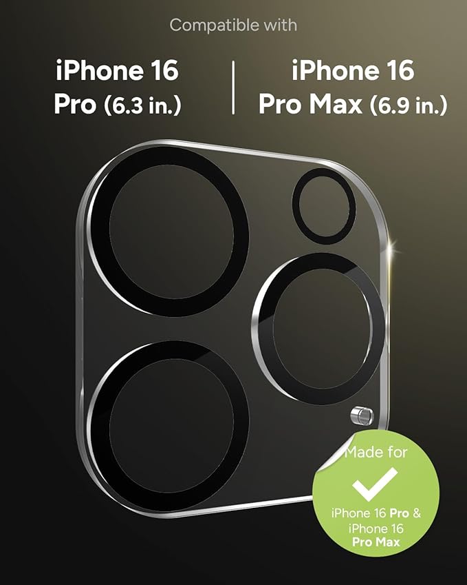 ZAGG Glass Elite Anti-Glare Camera Lens Protector for iPhone 16 Pro Max / 16 Pro - Anti-Reflective Glass, 5X Stronger, Smudge-Free, Eco-Friendly, Easy Installation