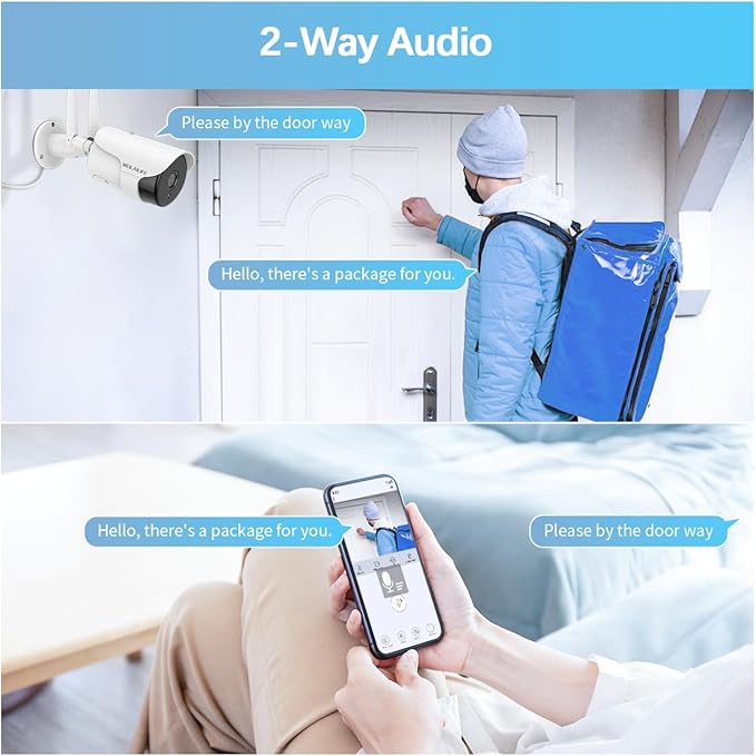 【130° Wide-Angle & 2-Way Audio】 Outdoor Wireless Security Camera System, WiFi Video Surveillance, Home Security Cameras