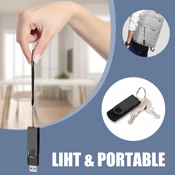 EASTBULL USB Flash Drive Bulk 1GB 200 Pack with Lanyards USB 2.0 Thumb Drive Bulk Memory Stick Swivel Pen Drive for Storage and Backup 1GB 200 Pack