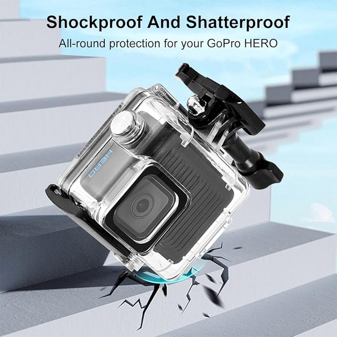 Waterproof Case for Go Pro Hero 4K, FotStdio 196ft/60m Underwater Diving Protective Housing Shell for Go Pro Hero 4K 2024 Compact Action Camera with Mount Accessories Kit