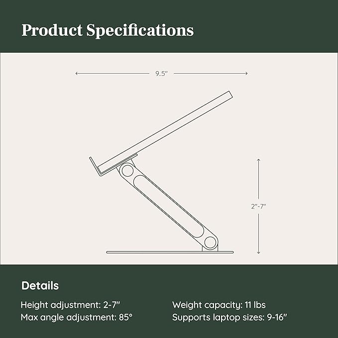 Branch Adjustable Laptop Stand - Elevate Ergonomics & Reduce Strain, Laptop Riser Customizable Height & Angle, Portable & Robust Design for Home or Office, Secure Silicon Grips - Woodgrain