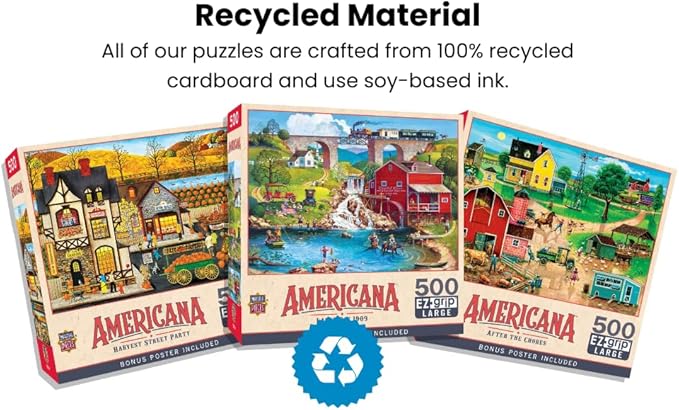 Masterpieces - 500 Piece Jigsaw Puzzle, Large EZ Grip Shapes, 4th of July, Fun for Adults, Seniors, Family, Kids, 19.25" x 26.75"