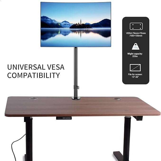 Pholiten Single Tall Monitor Stand, Extra Tall 31 Inch Monitor Mount, Fully Adjustable Tall Monitor arm for 13-32 Inch LCD Screen，Holds up to 22lbs