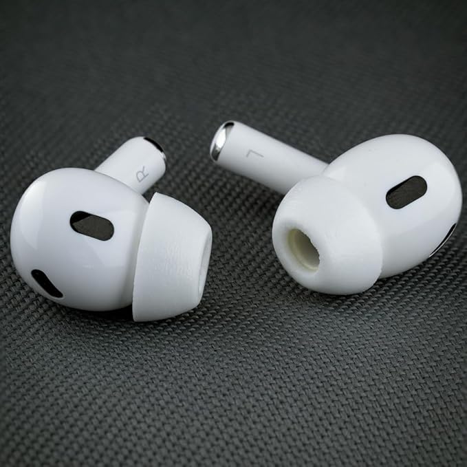 Comply TrueGrip MAX | Premium Memory Foam Replacement Earbud Tips for Apple AirPods Pro 1 & 2 | Long Lasting Comfort, Extreme Durability, Secure Fit, Superior Noise Isolation| White (Medium) (3 Pairs)