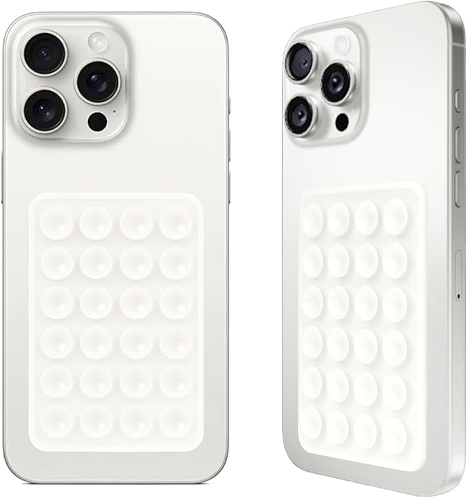 2PCS Silicone Suction Phone Case Mount,Non Slip Suction Cup, Hands-Free Phone Accessories Holder for Selfies and Videos,Silicone Adhesive Stand Sticky for Cell Phone White
