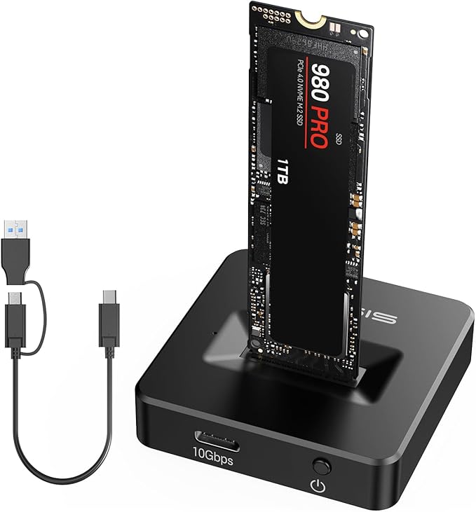ACASIS NVME SSD Reader Adapter, Aluminium Alloy Housing Fast Heat Dissipation, NVME to USB Docking Station, M.2 SSD to USB Adapter 10Gbps, Support M.2 (M Key) NVMe SSD and (B+M Key) SATA-Based SSD