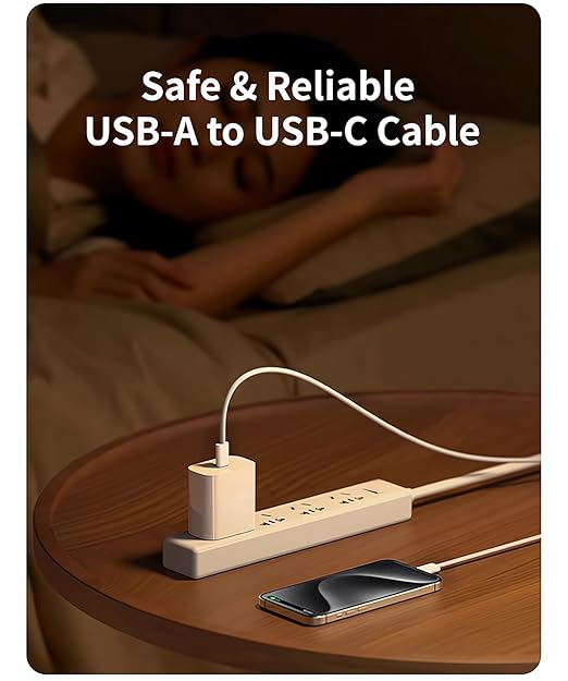Woven iPhone 16 Pro Max Charger Cable, [MFi Certified] USB A to USB C Cord Fast Charging for Apple iPhone 15 Pro Max/16 Plus/iPhone 16Pro, iPad Air 5, USB to Type C Carplay Charge Wire (6.6ft, White)